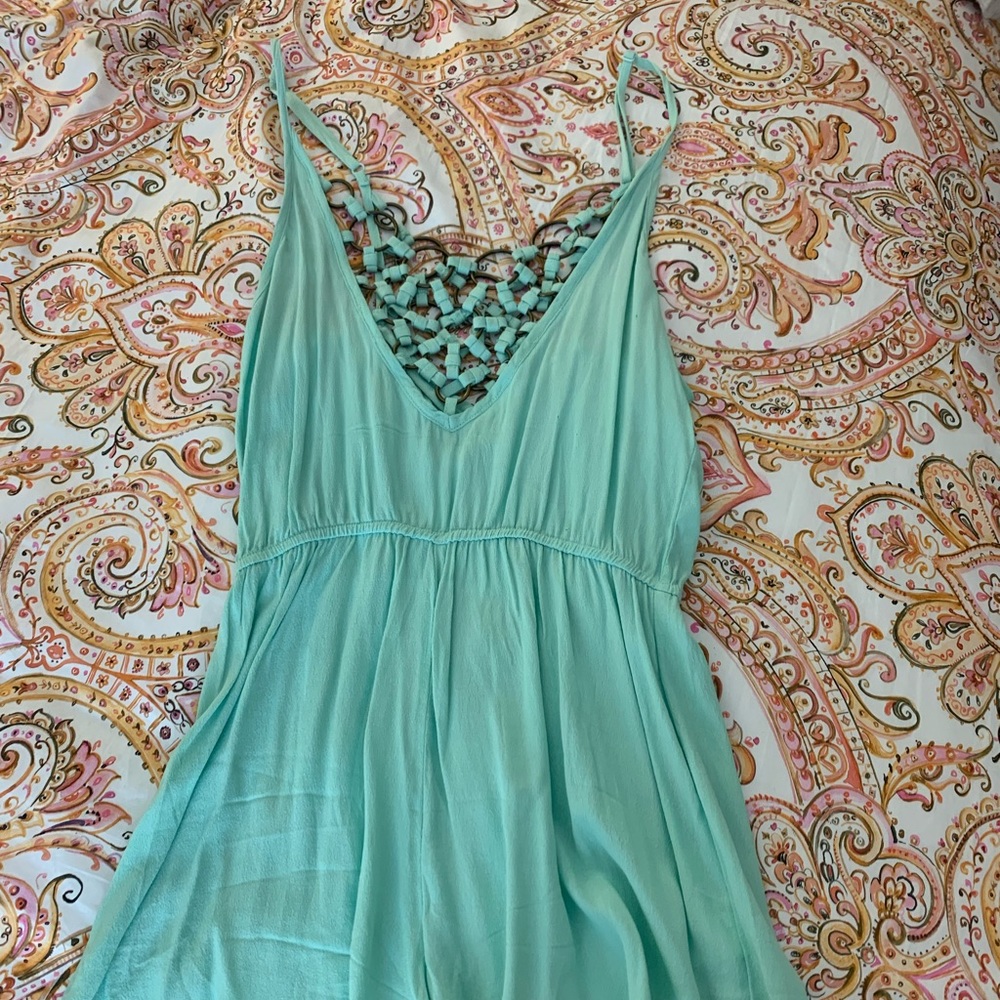 LF Teal Romper with Metal Decoration